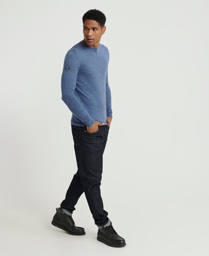 Superdry Edit Merino Crew Neck Férfi Ugró Kék | VSEPI2096